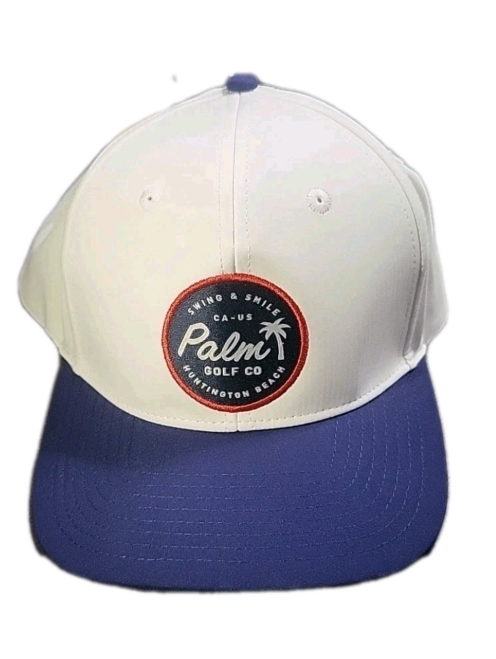 Palm Golf Co Local Performance Snapback Hat White Blue Huntington Beach Cap NWT